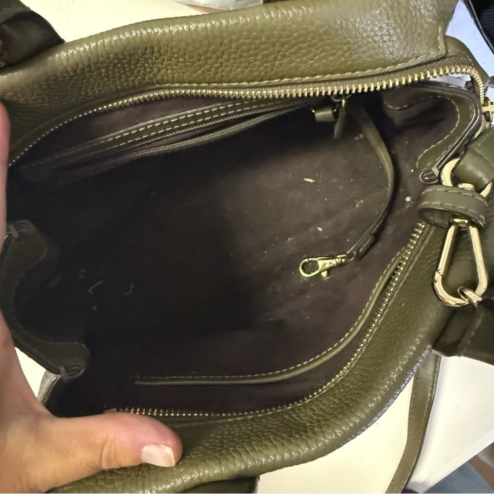 Michael Kors Rollins Satchel Green Pebbled Leather Tote Cross Body - Picture 4 of 13
